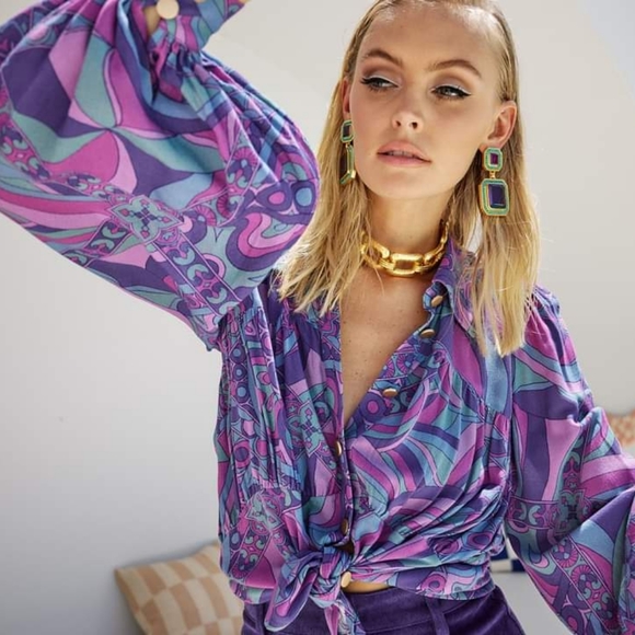 Nine Lives Bazaar - Edie Blouse in Berry Bang, size AU10 - Picture 13 of 14